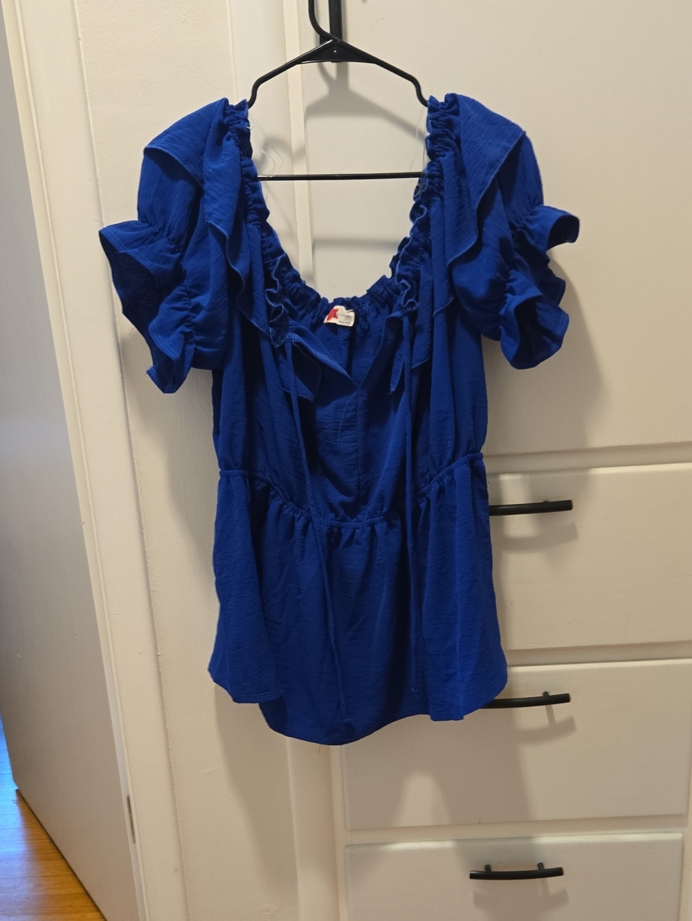Royal Blue Ruffle Sleeve Women's Top